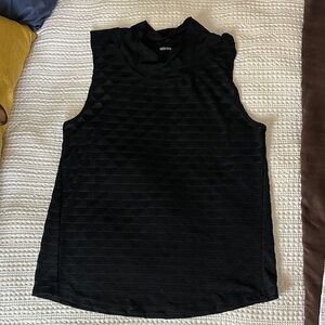 Oiselle Running Semi Sheer Triangle black Tank Size 10 Mock Neck